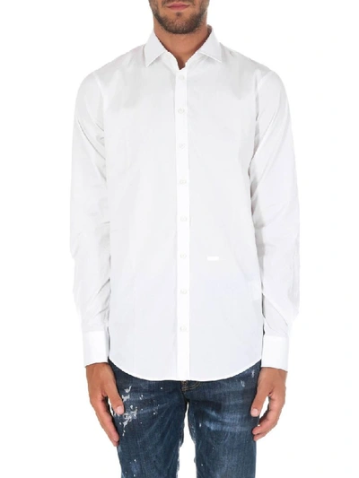 Shop Dsquared2 Stretch Cotton Shirt In Bianco