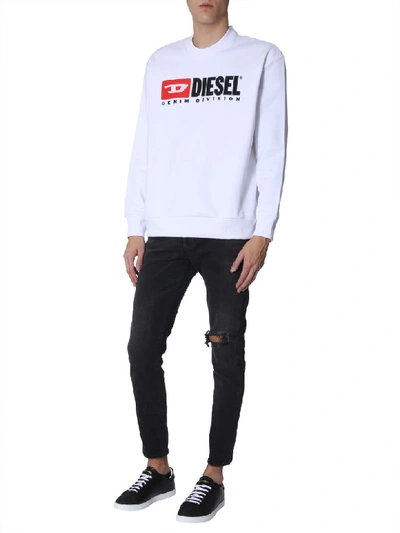Shop Diesel S-crew-division Sweatshirt In Bianco