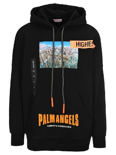 Shop Palm Angels Yosemite Experience Printed Hoodie In Black