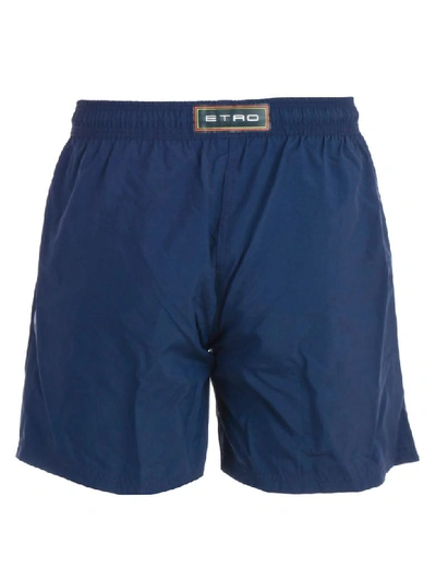 Shop Etro Drawstring Swim Shorts In Blu