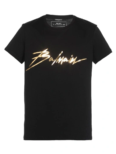 Shop Balmain Cotton T-shirt In Noir/or