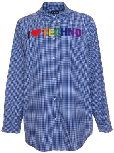 Shop Balenciaga I Love Techno Shirt In Blu
