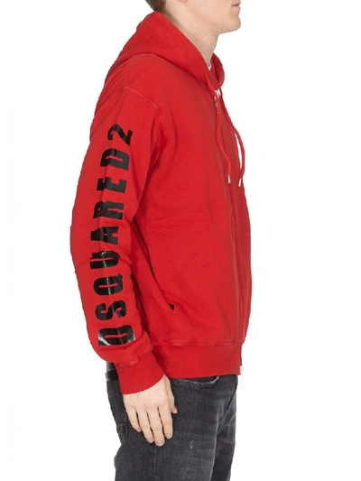 Shop Dsquared2 Zipped Hoodie In Red