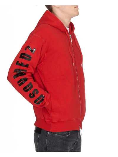 Shop Dsquared2 Zipped Hoodie In Red