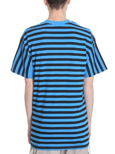 Shop Martine Rose Oversized Stripes Blue And Black Cotton T-shirt