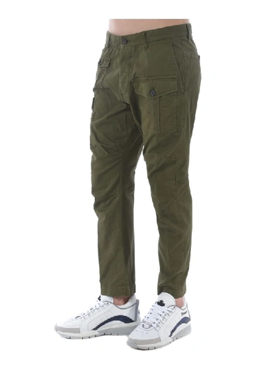 Shop Dsquared2 Multi-pocket Cargo Trousers In Verde Militare