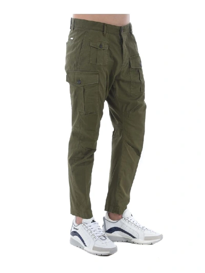 Shop Dsquared2 Multi-pocket Cargo Trousers In Verde Militare