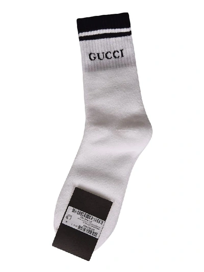 Shop Gucci Ribbed Socks In White