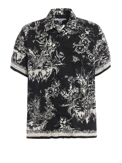 Shop Givenchy Monster Print Hawaiian Shirt In Black