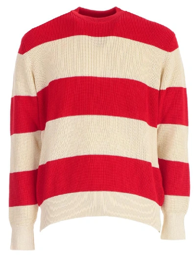 Shop Ami Alexandre Mattiussi Striped Sweater In Red White