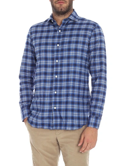 Shop Salvatore Piccolo Shirt Flannel In Light Blue