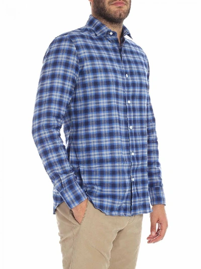 Shop Salvatore Piccolo Shirt Flannel In Light Blue