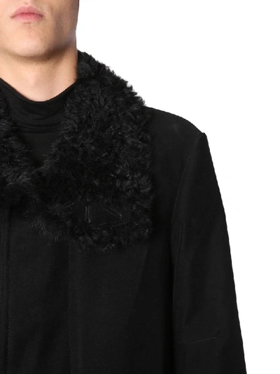Shop Tom Ford Coat With Shearling Collar In Nero
