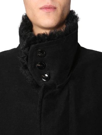 Shop Tom Ford Coat With Shearling Collar In Nero