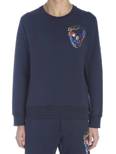 Shop Alexander Mcqueen Skull Sweatshirt In Blue