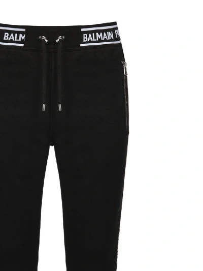 Shop Balmain Trousers In Nero Bianco