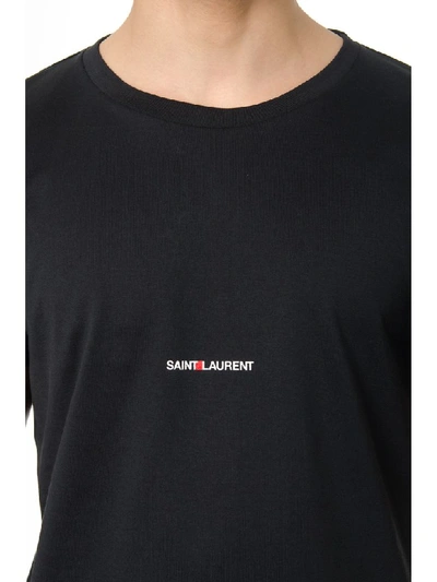 Shop Saint Laurent Black Cotton T-shirt With Logo Print