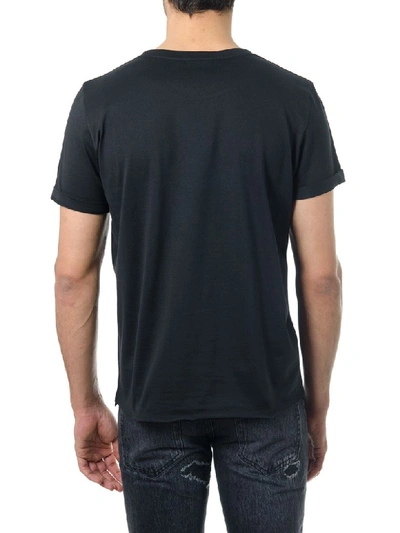 Shop Saint Laurent Black Cotton T-shirt With Logo Print