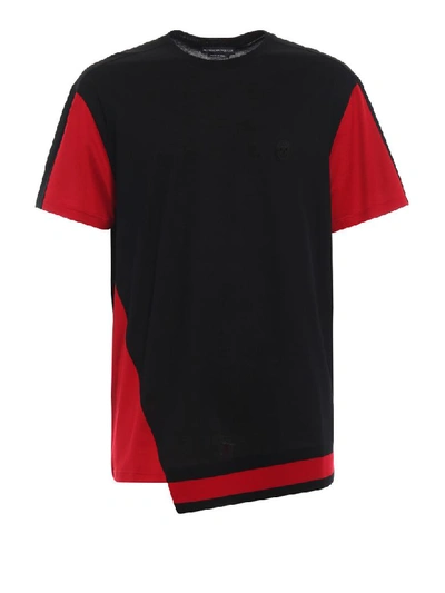 Shop Alexander Mcqueen Contrast Paneled T-shirt In Black/red