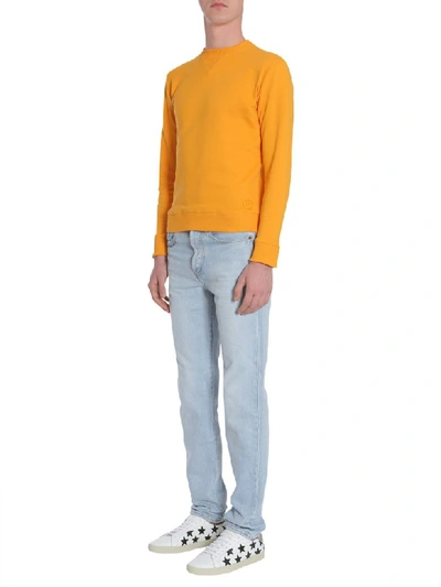 Shop Saint Laurent Round Collar Sweatshirt In Giallo
