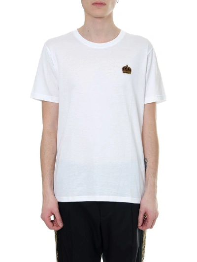 Shop Dolce & Gabbana White Cotton Embroidery Crown T-shirt