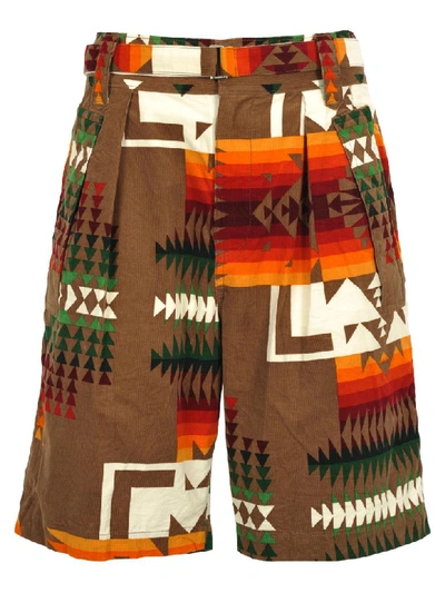 Shop Sacai Pendleton Shorts In Beige + Multi