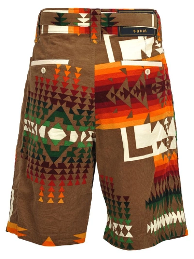 Shop Sacai Pendleton Shorts In Beige + Multi