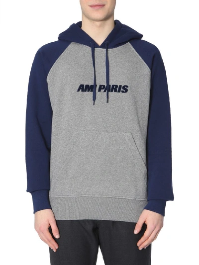 Shop Ami Alexandre Mattiussi Hooded Sweatshirt In Blu