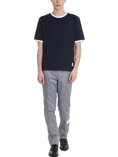 Shop Thom Browne Blue Cotton T-shirt