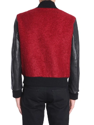 Shop Saint Laurent Varsity Jacket In Mohair In Rosso