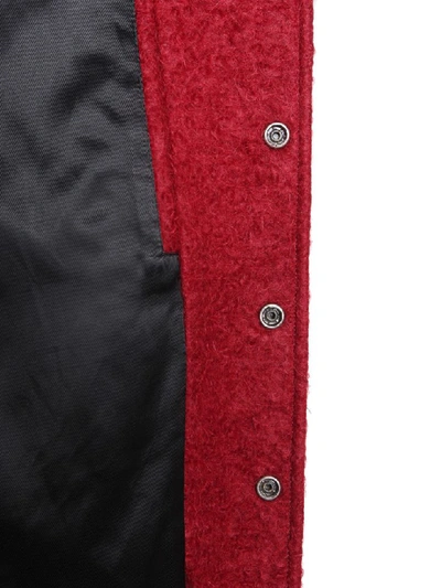 Shop Saint Laurent Varsity Jacket In Mohair In Rosso