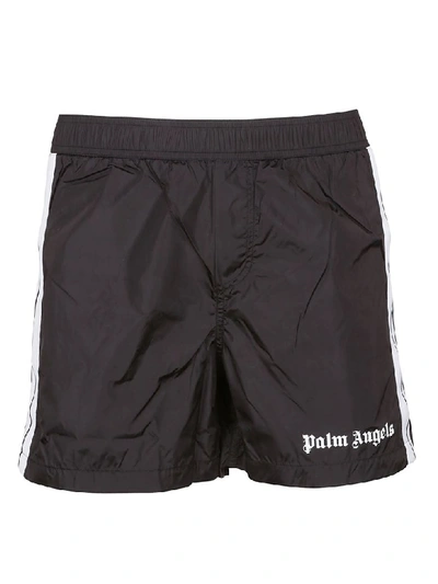 Shop Palm Angels Logo Track Swim Shorts In Black