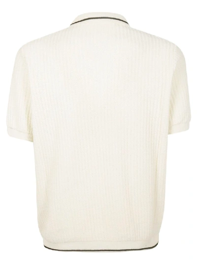 Shop Golden Goose Ribbed Knit Polo Shirt In Basic