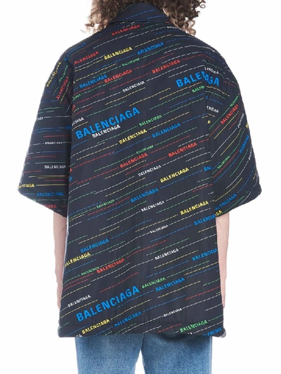 Shop Balenciaga Stripe Logo Shirt In Multicolor