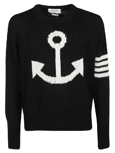 Shop Thom Browne Anchor Sweater In Black