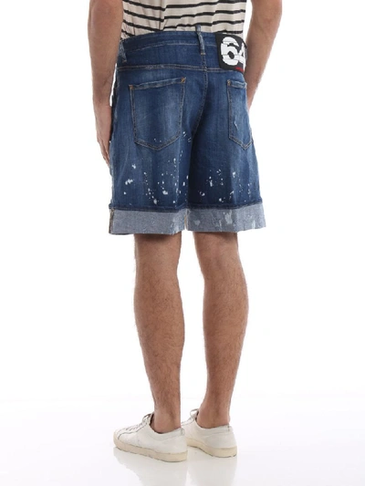 Shop Dsquared2 Distressed Shorts In Denim