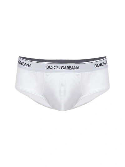 Shop Dolce & Gabbana Logo Briefs In Bianco