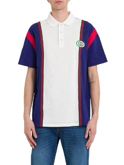 Shop Gucci Polo With Interlocking G Patch In Bianco
