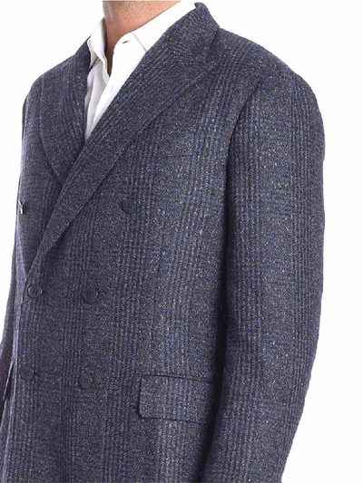 Shop Ernesto Esposito Double-breasted Woolen Cloth Jacket In Blue
