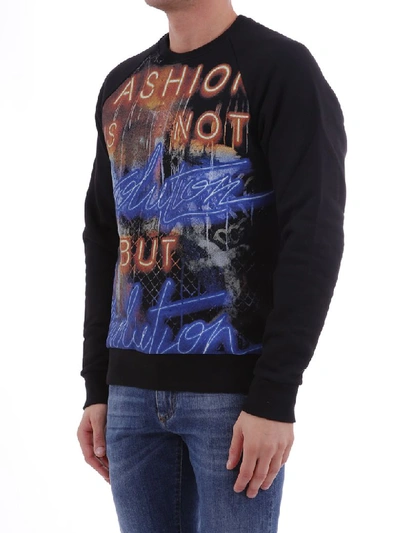 Shop Balmain Sweatshirt With Multicolor Print In Black
