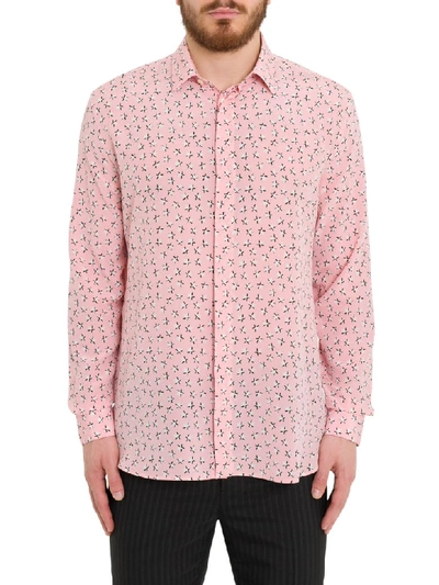 Shop Saint Laurent Crepe De Chine Shirt With Multicolored Stars In Pink
