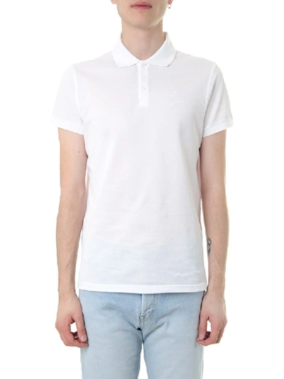 Shop Saint Laurent White Classic Cotton Polo Shirt With Logo
