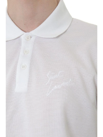 Shop Saint Laurent White Classic Cotton Polo Shirt With Logo