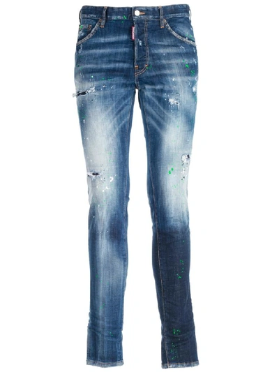 Shop Dsquared2 Distressed Regular Jeans In Blue