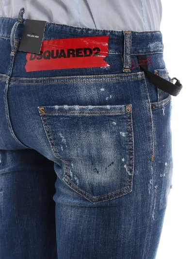 Shop Dsquared2 Distressed Skinny Jeans In Denim