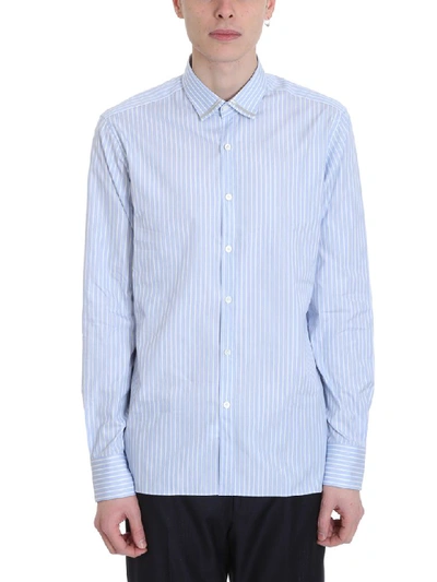 Shop Lanvin Light Blue Cotton Shirt In Cyan