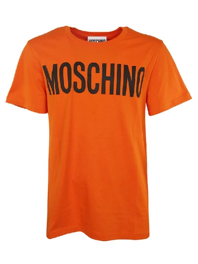 Shop Moschino Logo Print T-shirt In Orange