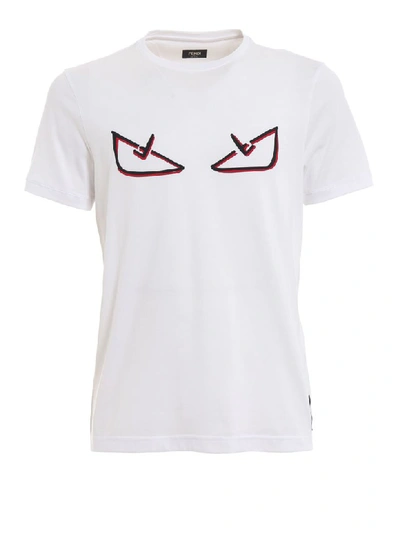 Shop Fendi Monster Eyes T-shirt In White