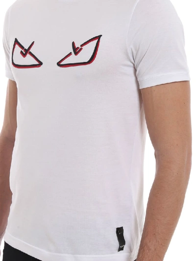 Shop Fendi Monster Eyes T-shirt In White