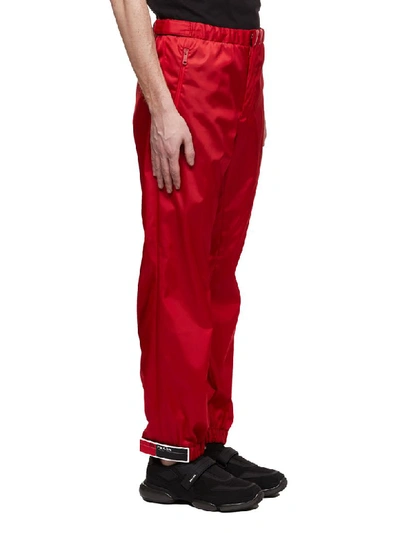 Shop Prada Trousers In Rosso